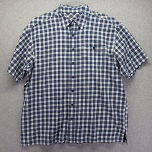 GameGuard Shirt Mens XL Outdoor Vented Pocket Button Blue Gingham Short Sleeve‎